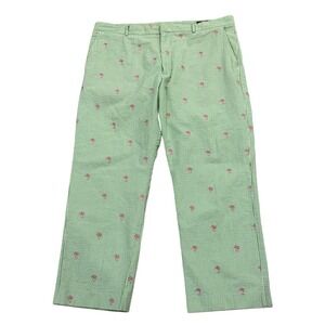 Lilly Pulitzer Palm Beach Mens Sz 42 Green Striped Palms Seersucker Phipps Pants